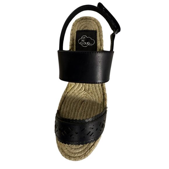 NIB Landing Craft Espadrille Black Size 4.5 (35) Open Toe Ankle Strap - Picture 2 of 6